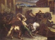 Theodore   Gericault Race of Wild Horses at Rome (mk05) oil painting picture wholesale